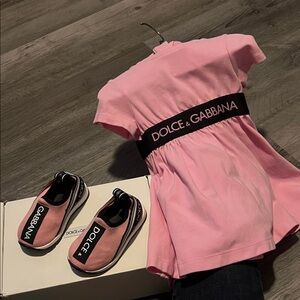 Dolce & Gabbana Pink Ensemble with Black Accents
